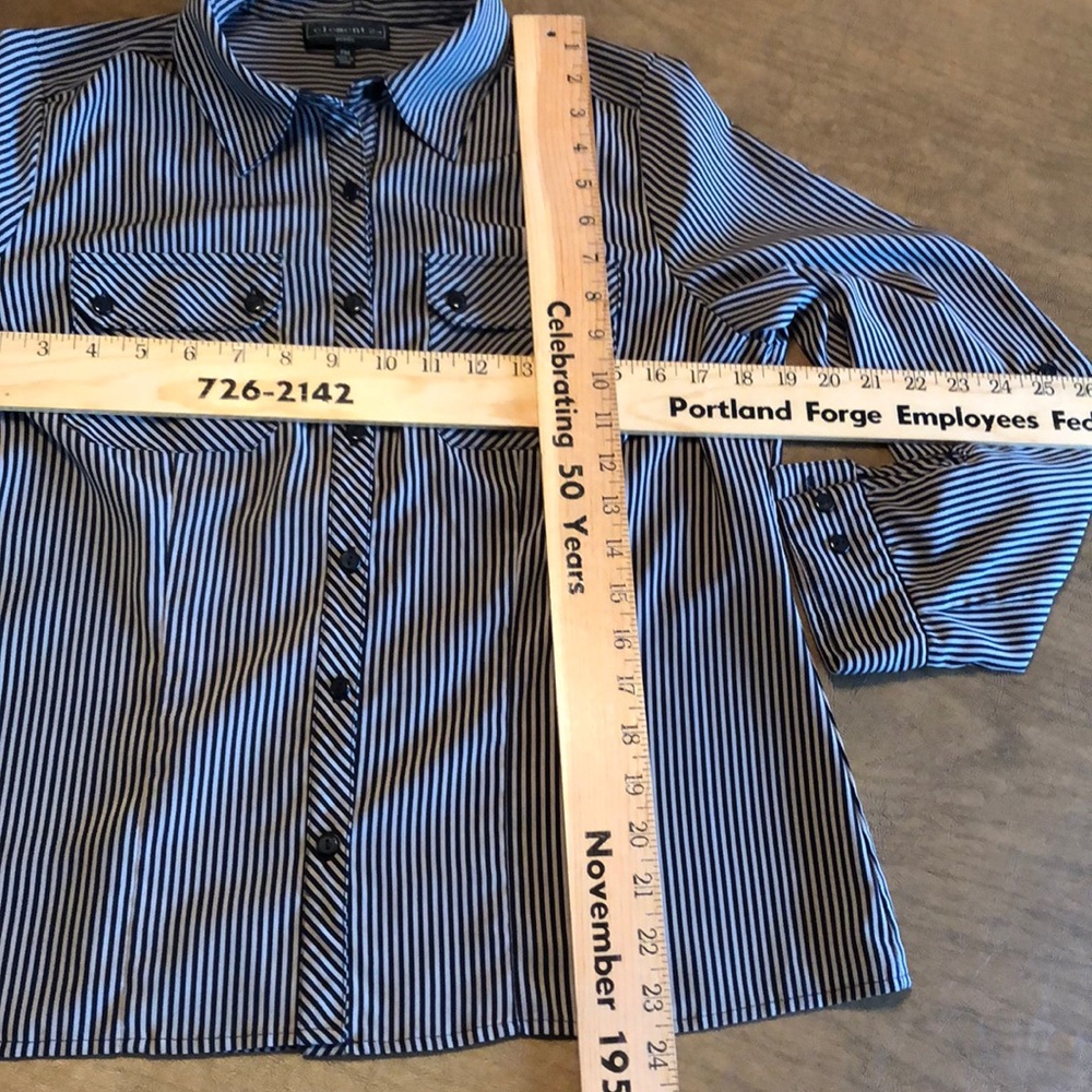 Elementz Vertical Striped Button Down - Petite Med - image 6